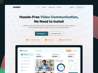 Landing Page Design for Video Communication branding communication web design crm template dashboard design free landing page hero section landing page landing page design recording saas dashboard saas web design ui uiux design video communication video confarance video meeting web design webdesign webflow design agency website design