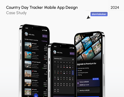 📆 Country Day Tracker Mobile App Design animation app design dark theme design system figma mobile app mobile app design prototype tracker app ui ux uıux