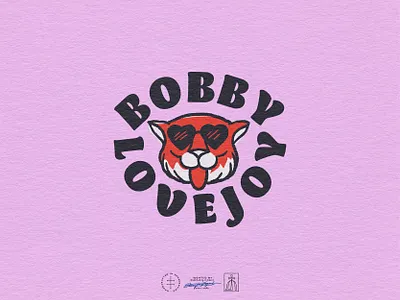 Bobby Lovejoy Secondary Logo animal brand design brand identity branding branding design fun hand drawn identity design illustration logo logo design logotype mascot pink playful sunglasses tiger typography vintage visual identity