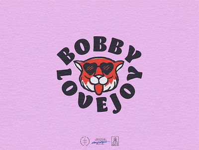 Bobby Lovejoy Secondary Logo animal brand design brand identity branding branding design fun hand drawn identity design illustration logo logo design logotype mascot pink playful sunglasses tiger typography vintage visual identity