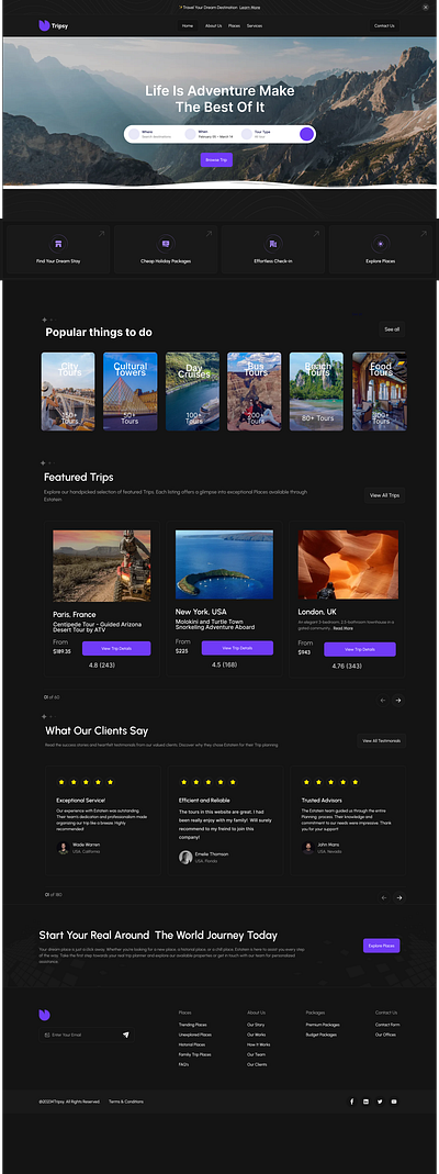 Trip Planner Website bhavesh bhakta cleanui figma figmadesign graphic design interactivedesign moderndesign tourismwebsite travelwebsite tripplanner ui uiuxdesign web design website