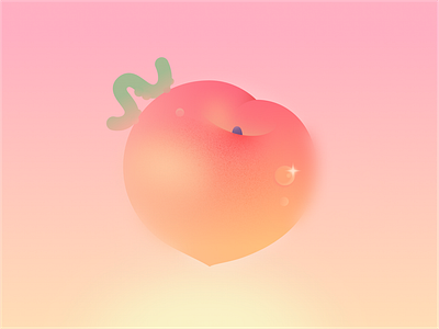 Peach fruits gradient illustration peach vector worm