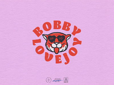 Bobby Lovejoy Alt. Secondary Logo animal brand design brand identity branding branding design cute hand drawn identity design illustration logo logo design mascot mascot design mascot logo pink red sunglasses tiger vintage visual identity