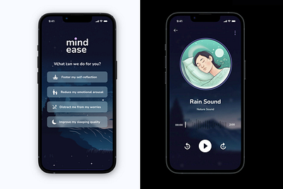 Mind Ease: Enhancing Sleep and Emotional Resilience app app design design ease emotions health app mind mind ease sleep sleep app ui ui design user interface ux ux design well being wellbeing wellbeing app