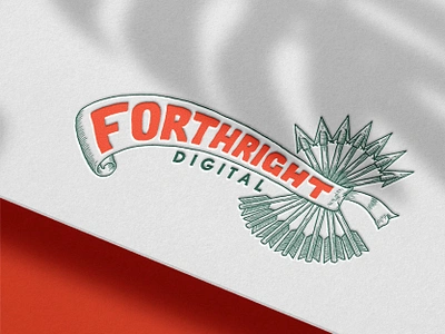 Forthright Digital Logo Mockup brand design brand identity branding branding design etching hand drawn handdrawn identity design illustration illustrator logo logo design mock up mockup paper retro stationery stationery design vintage visual identity