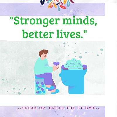 Mental health awareness aesthetic awareness banner blue campaign contrast cool graphic design green health human love metal health mind poster quote self love social social awareness strength