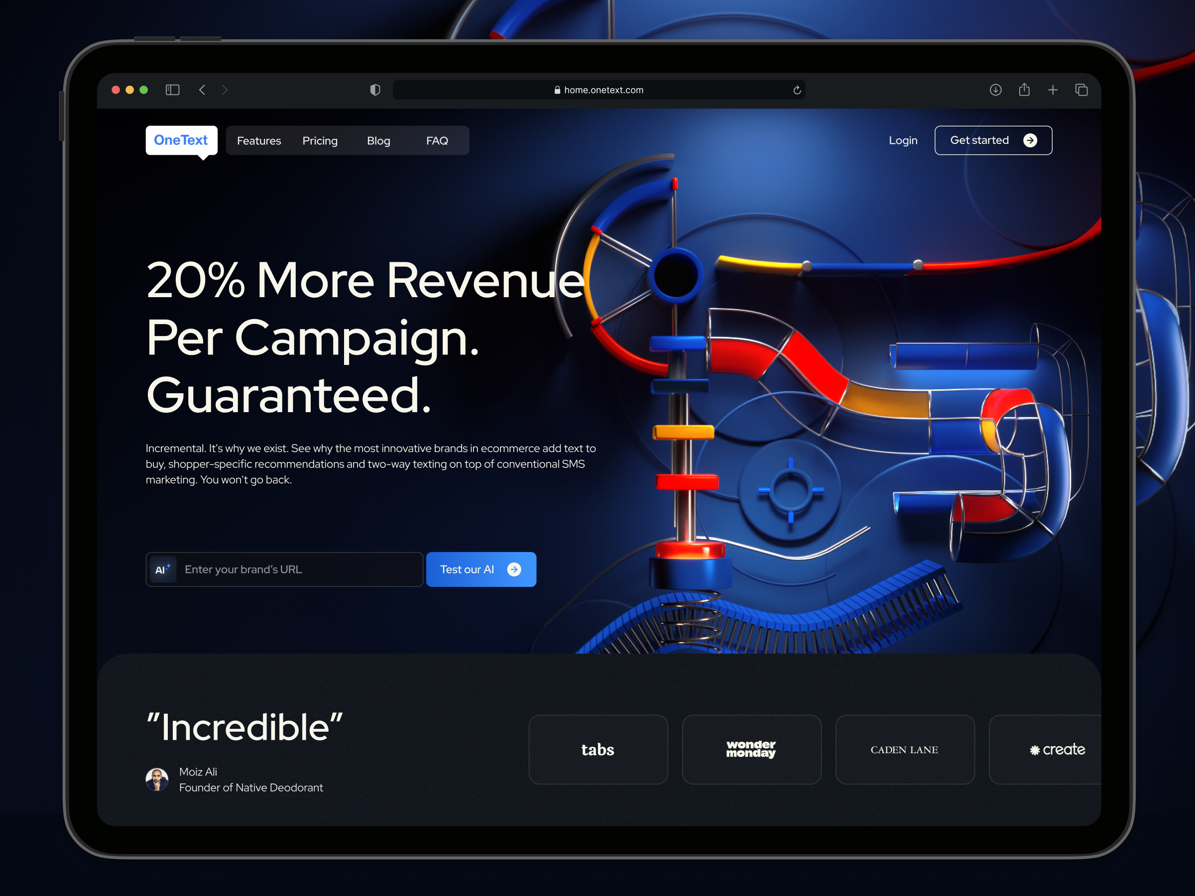 Example of OneText – SaaS AI Website UI UX Design