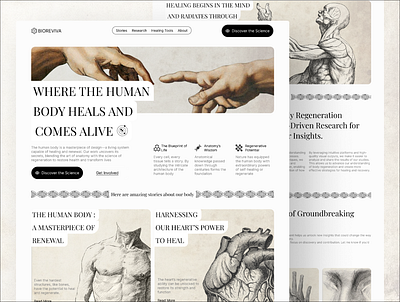 BIOREVIVA - Biotech Newsletter anatomy biology biotech classic drawing fantasy muscle newsletter science sketch ui ux writing