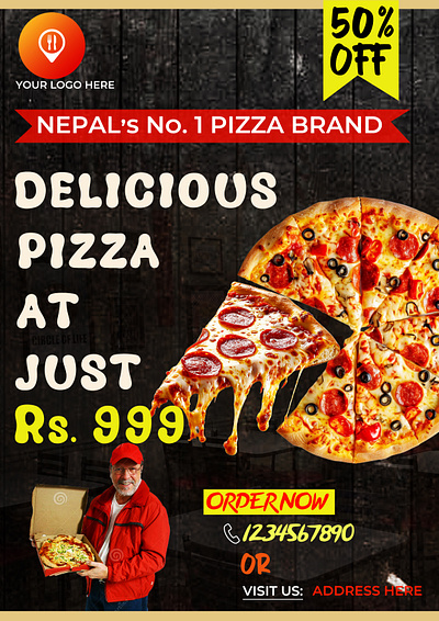 A Simple Pizza Discount Flyer for Social Media. design flyer graphic design