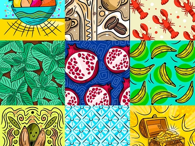 Universal Yums Advent Calendar advent art calendar candy colorful design digital illustration drawing food fun hand drawn illustration illustration art illustrator lobster patterns texture textures vibrant yums