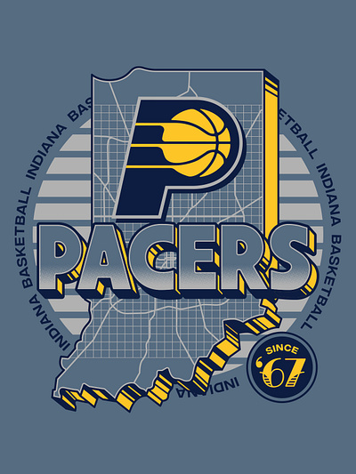 Pacers Concept - State Silhouette branding design graphic design illustration logo typography vector