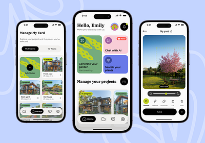 BloomIQ | Landscape Design App app appdesign branding design mobiledesign typography ui ux