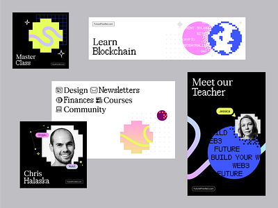 Get Future Proofed ads banners blockchain branding brutalist clean crypto design digital iconography illustration logo modern pattern pixel scribble serif sleek socials web3