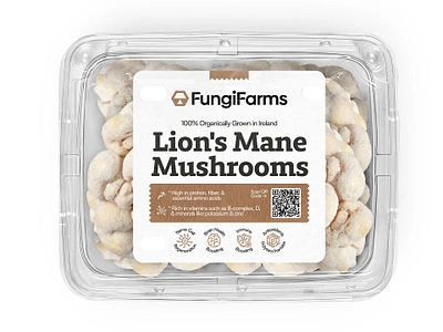 Fungi Farms Lion's Mane Mushrooms Packaging Design commercial design fungi lions mane mushrooms packaging design