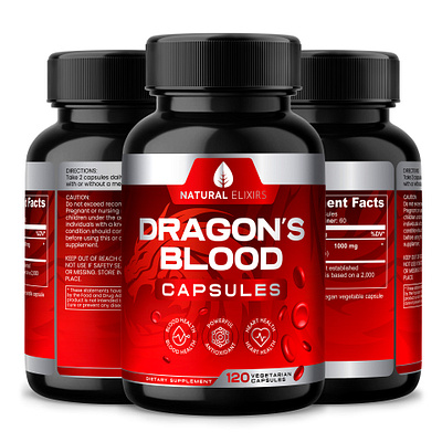 Dragon Blood Supplement Packaging Design commercial design dragon blood packaging packaging design supplement supplement label supplement label design