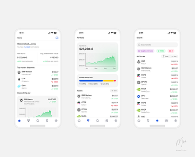 Modern Concept Design for a Stock Options Investment Platform figma fintech light mode mobile design ui ux