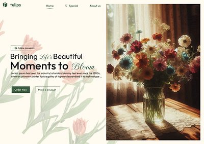 Bouquet Tulips Website Design bouquet branding design graphic design hero image illustration ui vector web design website