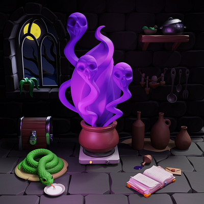 Witch's Room 3d 3d art blender3d cartoon game art illustration