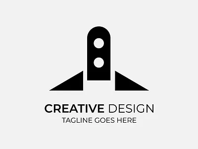 Creative Rocket Monochrome Logo Design air airplane illustration rocket