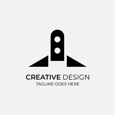 Creative Rocket Monochrome Logo Design air airplane illustration rocket