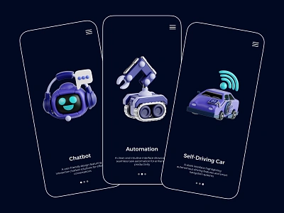 Artificial Intelligence 3D Illustrations 3d 3d icon ai artificial intelligence automation blender bot branding chatbot eklip studio icons illustration modern self driving ui