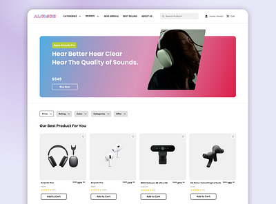 Category Page of Alomos - Tech eCommerce app ui ux