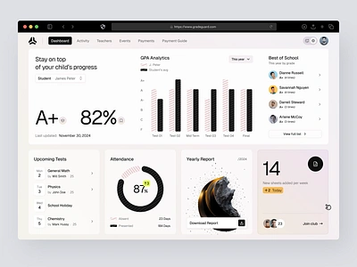 GradeGuard - Dashboard education education app elearning learning parents parents guide product product design saas school school app student web app web application