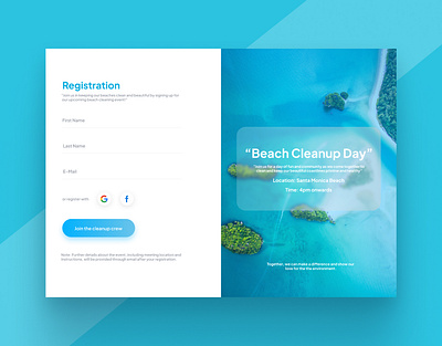 Beach Cleanup Day Registration... app appsorts dailyui designer designshort designshorts events login ui uidesign visualdesign