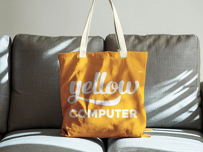 Yellow Computer Branded Tote Bag custom print logo merch merchandise print promotional products swag