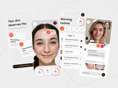 AI-Powered Skin Analysis & Care app ai app beauty design gotoinc health health care minimalistic mobile app online consultation scan skin skincare treatment ui ux