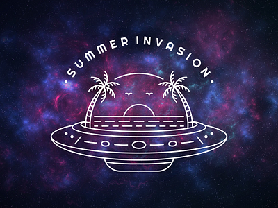 Summer Invasion alien apparel apparel design astronaut beach branding galaxy holiday nasa nature outdoors planet rocket summer t shirt t shirt design tropical ufo universe vacation