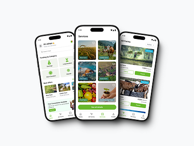 Farm Investment App UI Design agriculture app design clean design inspiration farming financial app green innovation interface investment minimal design mobile app modern ui nature sustainability tech ui user user interface ux