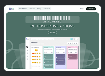 Retro AI website - 2 version board color mode creative creative design dark mode design glass greatdesign minimal retro working retrospective team work trending ui uiuxdesign ux webdesign