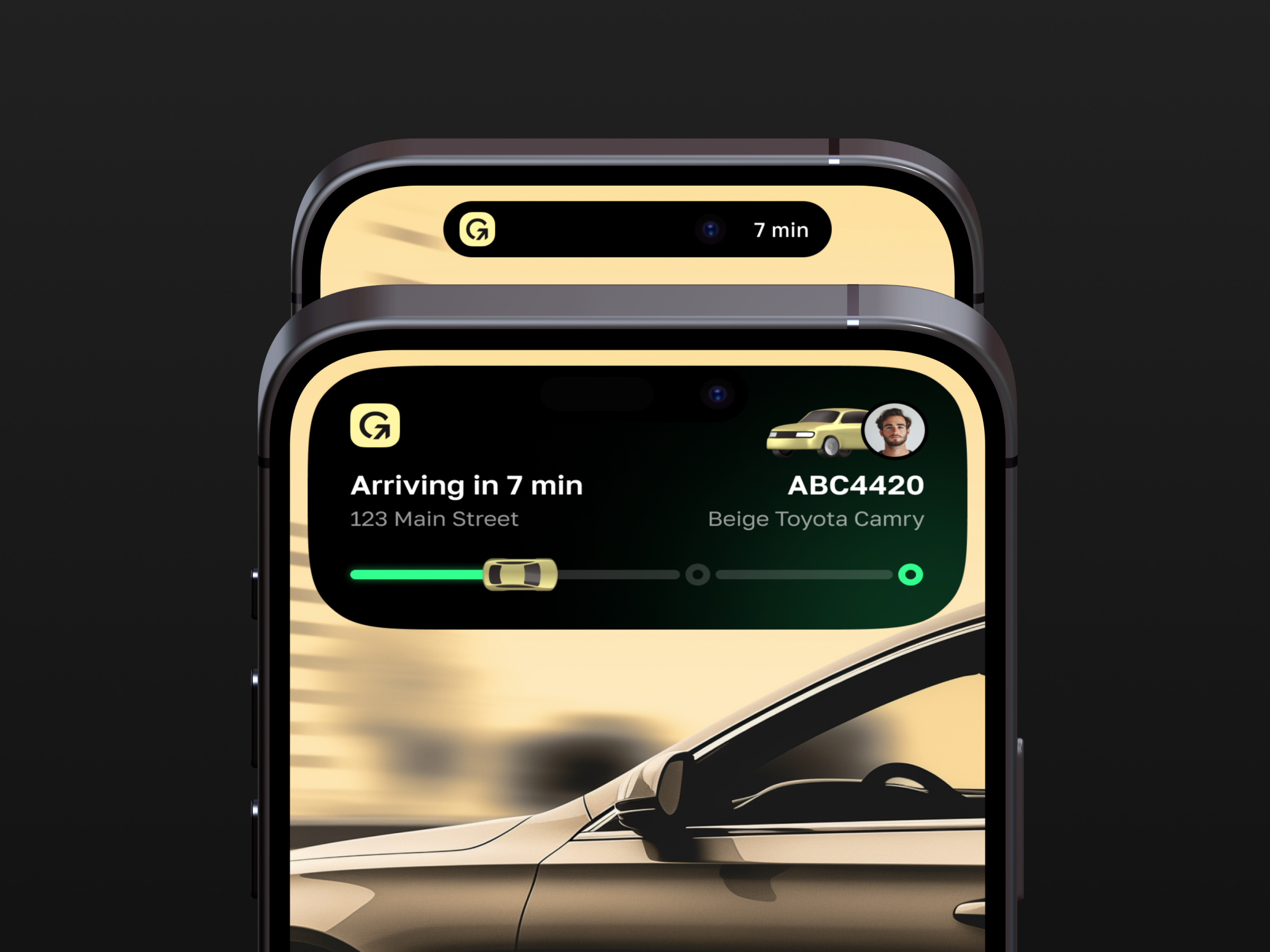Taxi App — Dynamic Island 3d app app design booking app car clean driver dynamic island iphone mobile design mvp simple taxi app ui user experience uxui