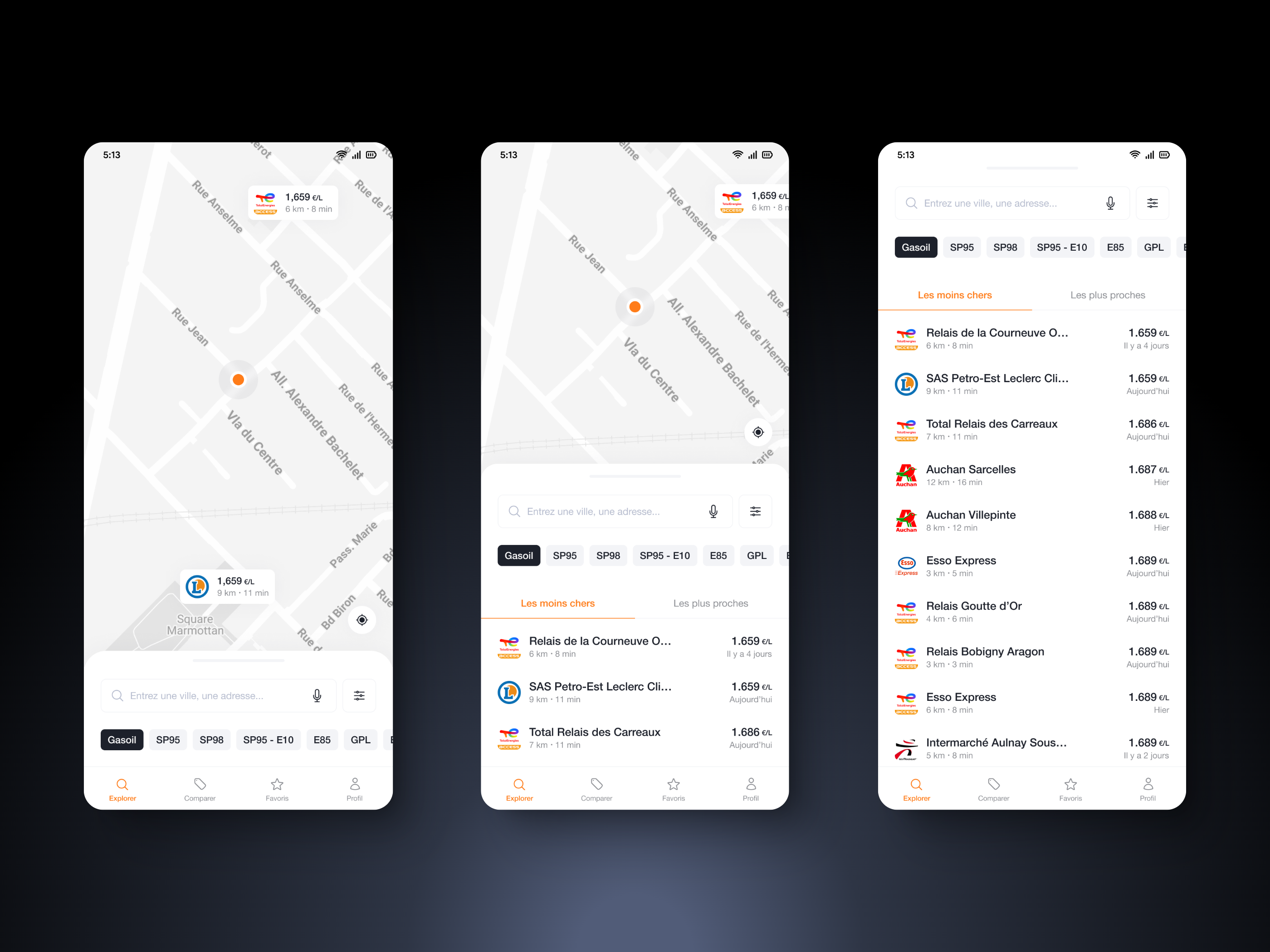 Fuel Finder App Redesign app application design fuel fuel app map mobile app ui ui design