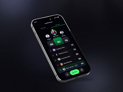 Leaderboard & Performance App Design activity tracking athlete performance competitive design dark mode ui data visualization fitness app gamification interactive design leaderboard ui minimal design mobile app design modern ui performance tracking ranking system sports analytics sports dashboard sports management team performance ui design ux design