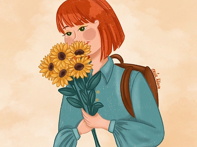 Gift to myself character design flower illustration illustrator procreate