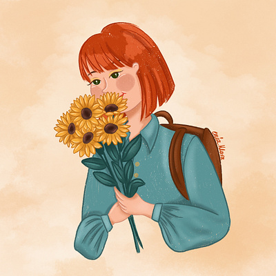 Gift to myself character design flower illustration illustrator procreate