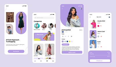 Online Shopping App UI appdesign appinterface cleandesign digitalshopping ecommerceapp fashionapp fashionui minimalui mobileappdesign mobileui moderndesign onlineshopping productdesign shoppingapp softcolors uidesign uiux userexperience userinterface uxdesign