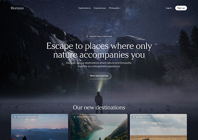 Horizon / Hero section agency business design desinations experiences figma journey travel ui ux website wireframe world