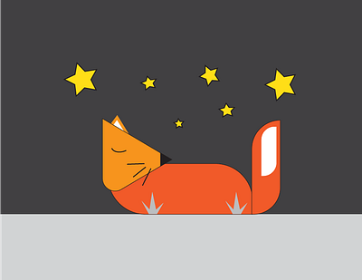 Sleepy Fox 2d illustration