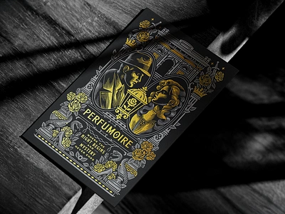 Perfumoire / Card artwork branding card dark design drawing graphic design illustration intricate logo mystery noir perfume typography vintage