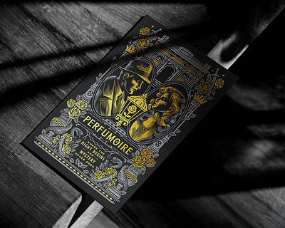 Perfumoire / Card artwork branding card dark design drawing graphic design illustration intricate logo mystery noir perfume typography vintage