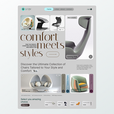 SITZY: Modern chair selling website inspiration animation branding design graphic design logo ui ui design