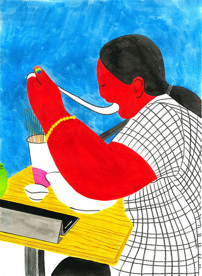 Malatang series female portrait food illustration restaurant still life