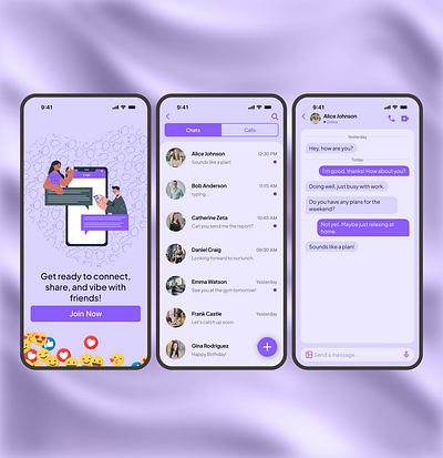 Day 11: UI Challenge - 𝗠𝗲𝘀𝘀𝗮𝗴𝗶𝗻𝗴 𝗔𝗽𝗽 𝗦𝗰𝗿𝗲𝗲𝗻𝘀 application chat daily ui design figma graphic design illustration message messaging app mobile app ui uiux