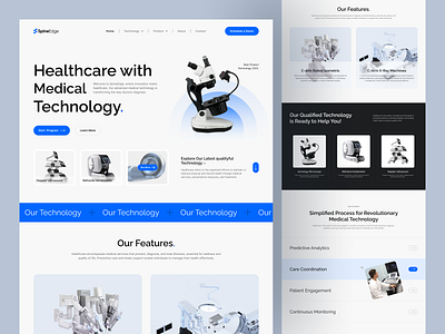 Medical Tech Landing Page Design digital healthcare futuristic ui health tech solutions healthcare app design healthcare innovation landing page design medical devices medical tech medical tech landing page medical technology medical website modern healthcare design responsive web design tech for health uiux design user centric design