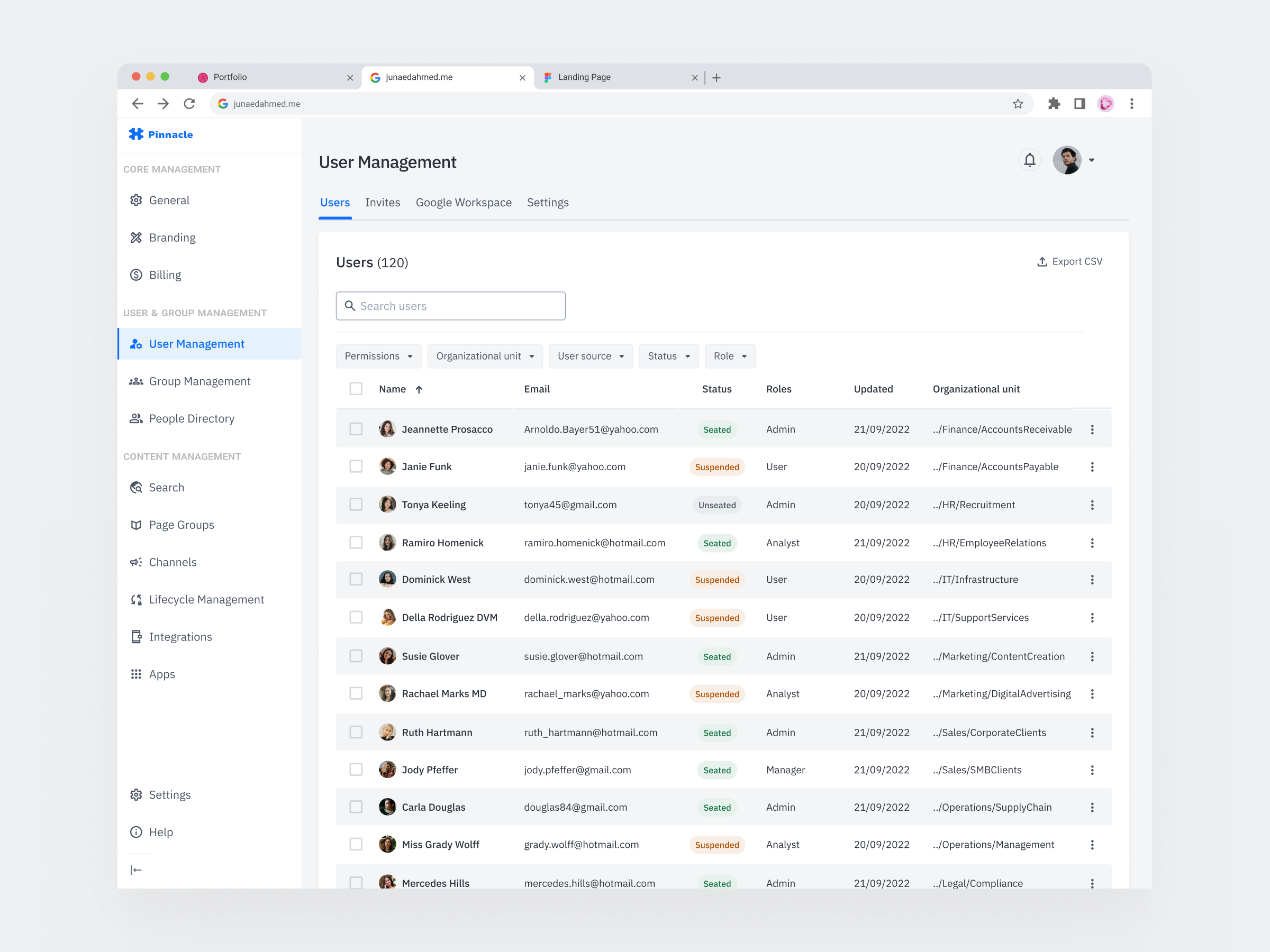 Admin Dashboard - User Management admin admin settings agency app azure best design clean dashboard design europe finland google workspace intranet management okta social intranet ui user user management ux