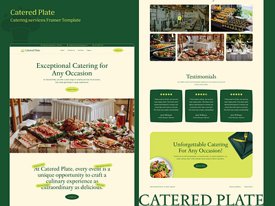 CateredPlate — Premium Catering Framer Template branding catering customizable website elegant event food and beverage food business modern online booking online menu showcase restaurant ui