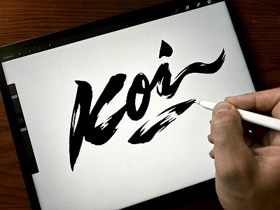 Koi authentic brushlettering calligraphy custom flow font ipad japan lettering logo process procreate script signature sketch texture type unique wordmark